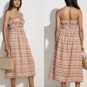 NEW Faithful the Brand Linen Francesca Midi Dress Vadella Print Dusk Size 2